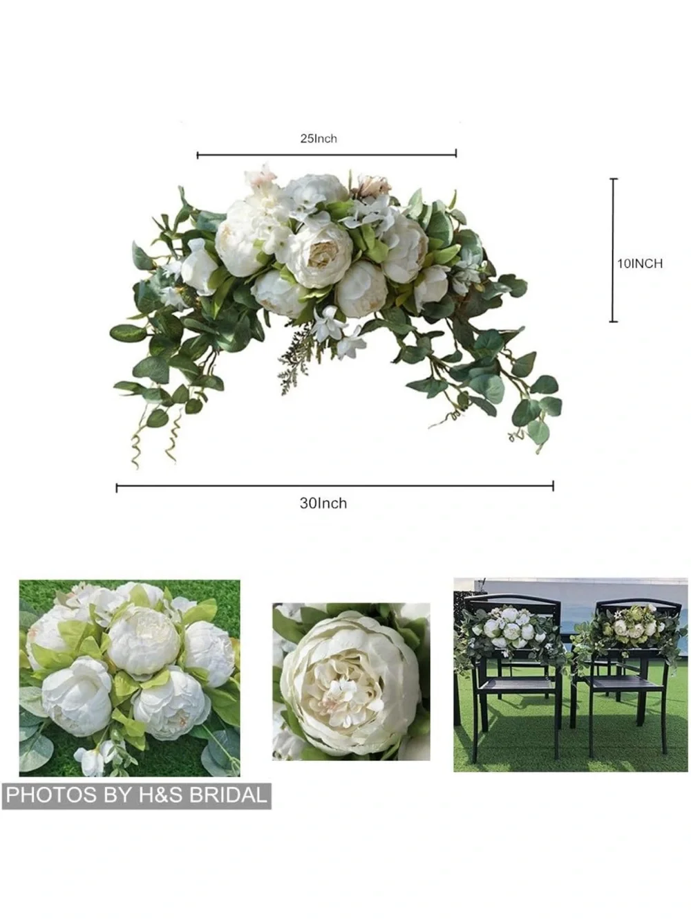 White Peony and Eucalyptus Garland - Home Accents